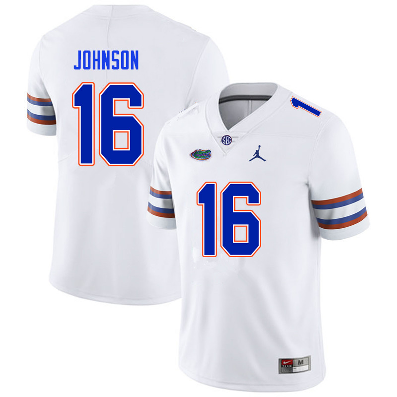 Men #16 Tre'Vez Johnson Florida Gators College Football Jerseys Sale-White